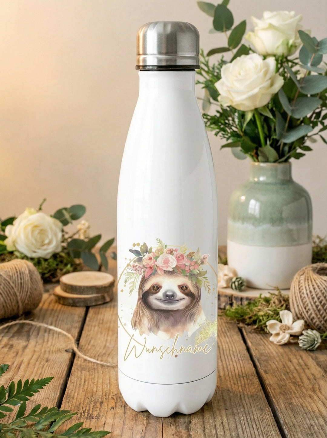 Trinkflasche Faultier personalisiert - achtsame Geschenke für Frauen und Mädchen bei Alles auf Anfang in Bedburg, NRW