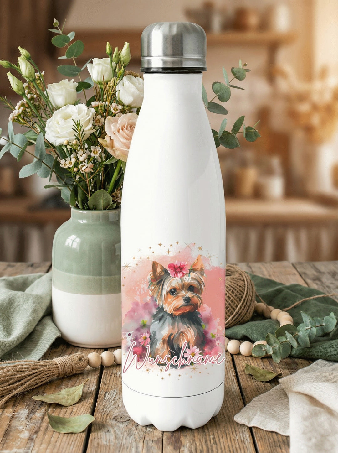 Terrier Trinkflasche personalisiert. Achtsame Geschenke für Frauen und Mädchen bei Alles auf Anfang in Bedburg, NRW