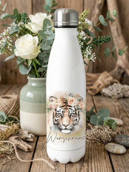 Tiger Trinkflasche personalisiert. Achtsame Geschenke für Frauen und Mädchen bei Alles auf Anfang in Bedburg, NRW
