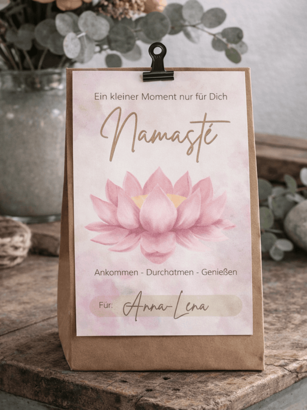 Verpackung kleines Geschenkset Namaste - achtsame Geschenke für Frauen bei Alles auf Anfang in Bedburg, NRW