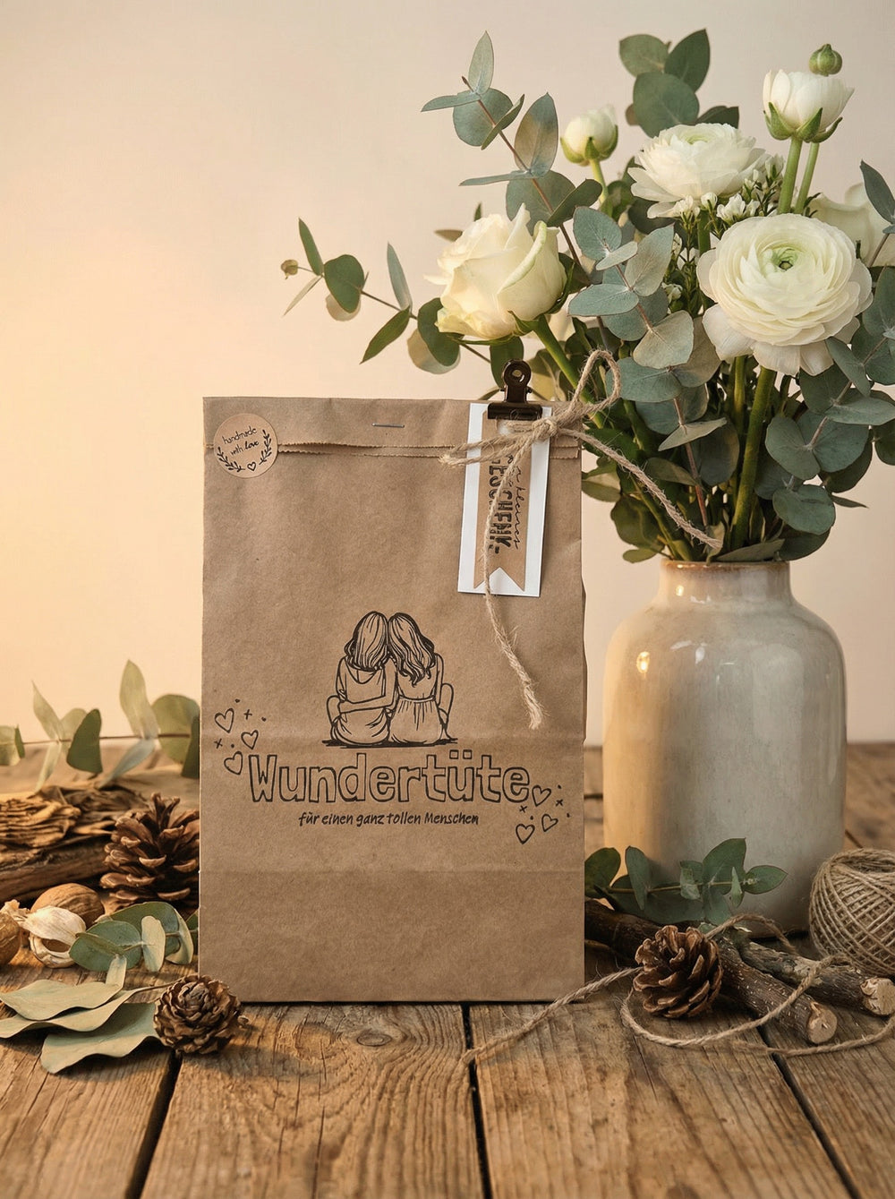 Nachhaltige Wundertüten für Frauen – liebevoll gepackt mit kleinen Geschenken. Achtsames Geschenk für Frauen. Alles auf Anfang - Geschenkeshop aus Bedburg NRW