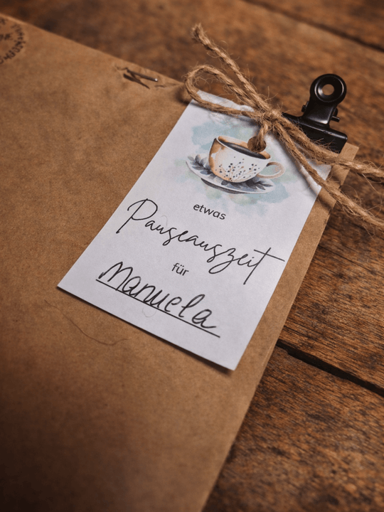 Wundertüte "kleine Auszeit" personalisierbar - achtsame Geschenke für Frauen bei Alles auf Anfang in Bedburg NRW. Nachhaltig, handgemacht und personalisierbar