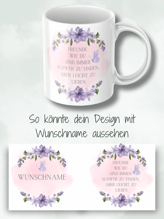 Keramiktasse mit Spruch „Freunde wie du sind schwer zu finden“ – Geschenk für beste Freundin, Verbundenheit, Dankbarkeit & Nähe
