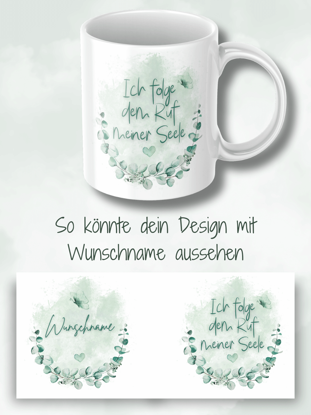 Keramiktasse mit Spruch „Ich folge dem Ruf meiner Seele“ – Geschenk für Frauen, Achtsamkeit, spiritueller Weg, innere Wahrheit