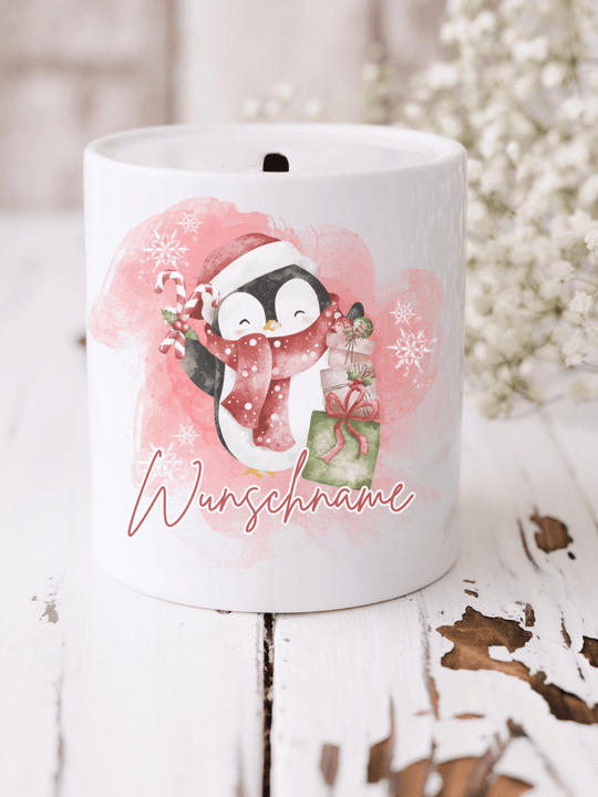 X-MAS Pinguin Keramikspardose - Alles auf Anfang - Geschenk für Frauen