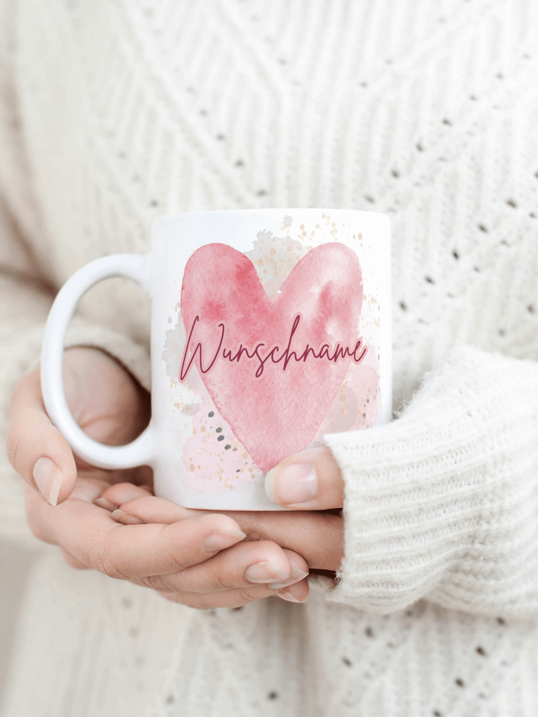 Zeit zum Glücklich sein - Personalisierbare Keramiktassen, handgefertigt in Deutschland, individuelles Geschenk für Freundin, nachhaltige Tasse für Kaffee oder Tee, liebevoll gestaltetes Motiv, personalisierbar mit Name
