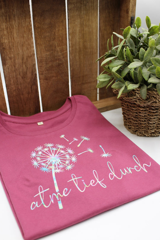 ATME TIEF DURCH Damen T-Shirt | Designfolie | berry | S (Musterverkauf)