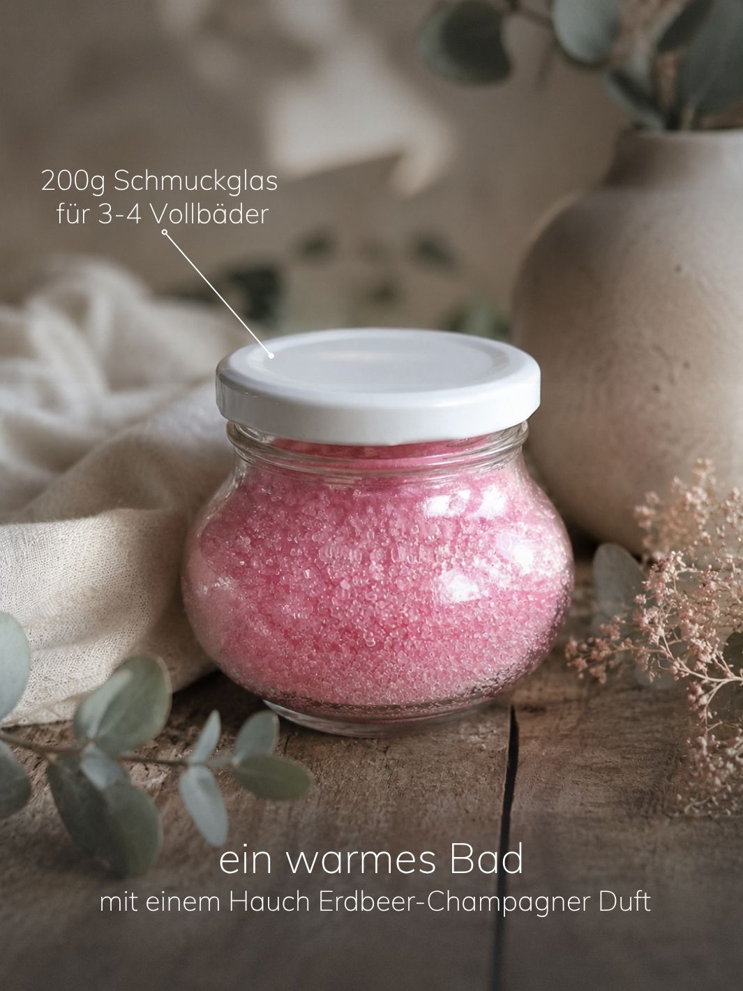 Badesalz Erdbeer-Champagner. Achtsame Geschenke für Frauen bei Alles auf Anfang