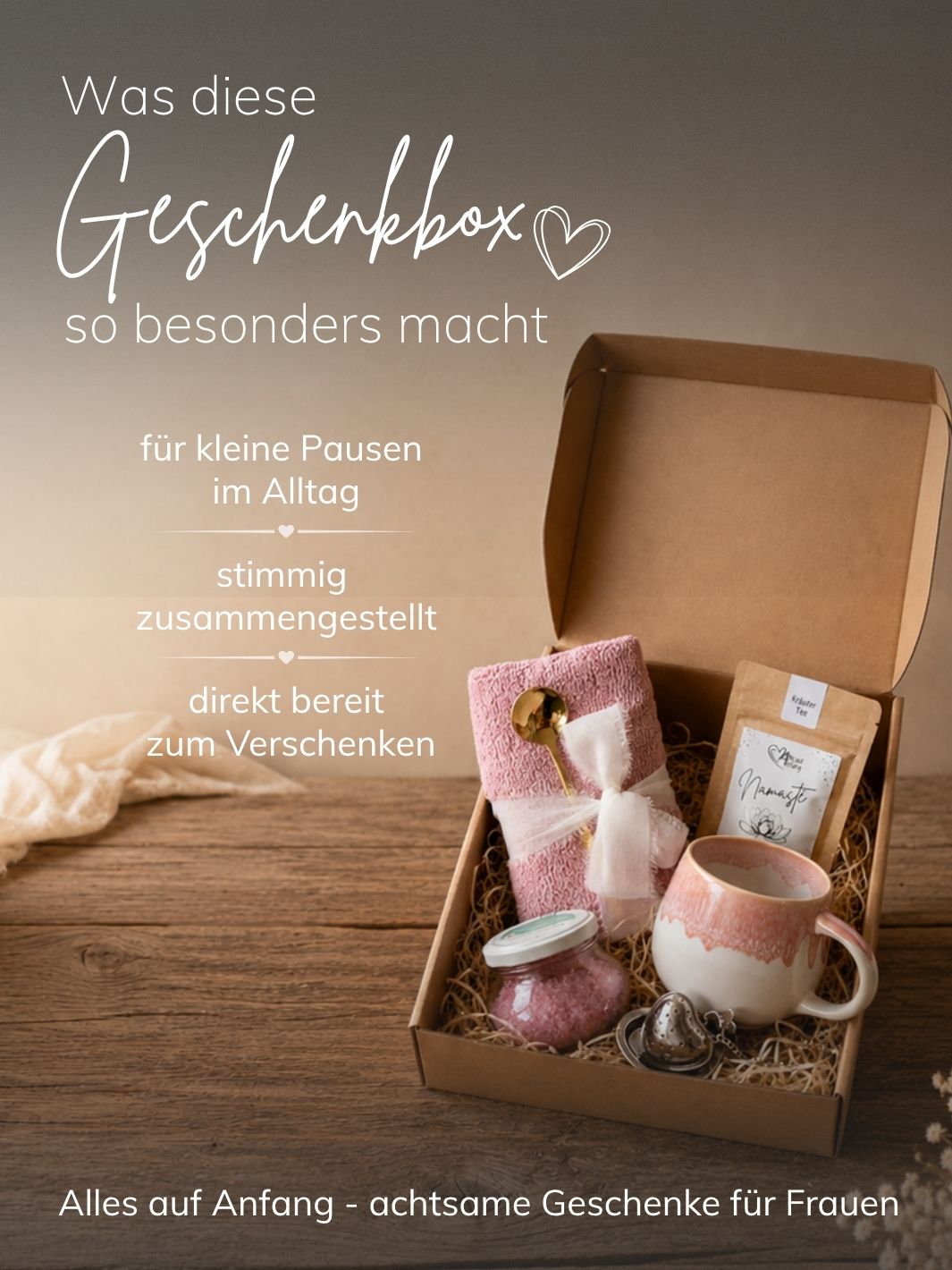 Badeglück Geschenkbox - achtsame Geschenke für Frauen, Alles auf Anfang
