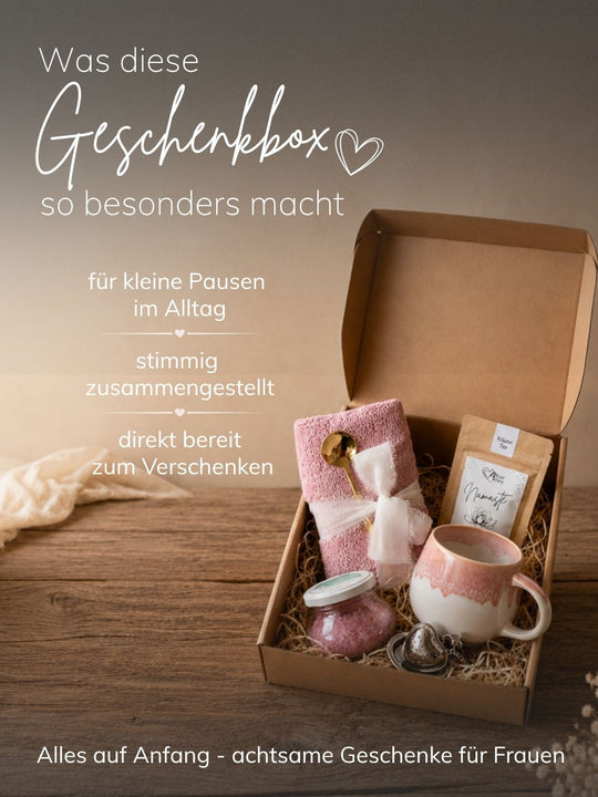 Badeglück Geschenkbox - achtsame Geschenke für Frauen, Alles auf Anfang
