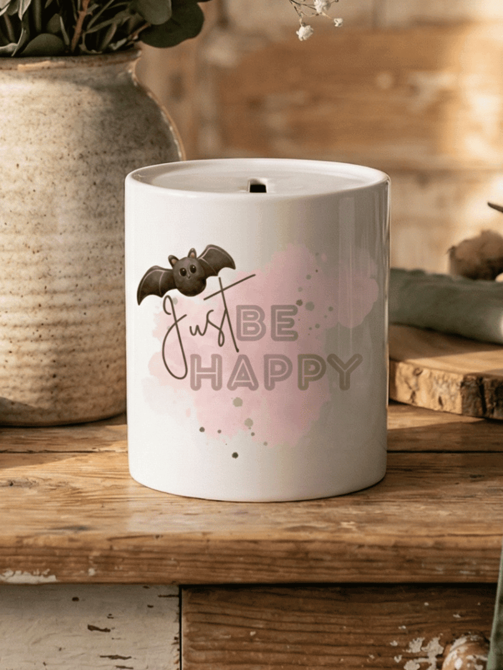 Keramikspardose Be Happy personalisiert - achtsame Geschenke für Frauen bei Alles auf Anfang in Bedburg, NRW