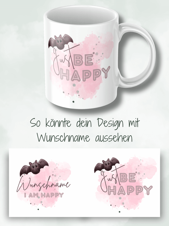 Keramiktasse Be Happy - achtsame Geschenke für Frauen bei Alles auf Anfang in Bedburg, NRW