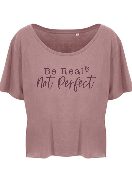 Be real-not perfect Damen cropped T-Shirt dusty pink