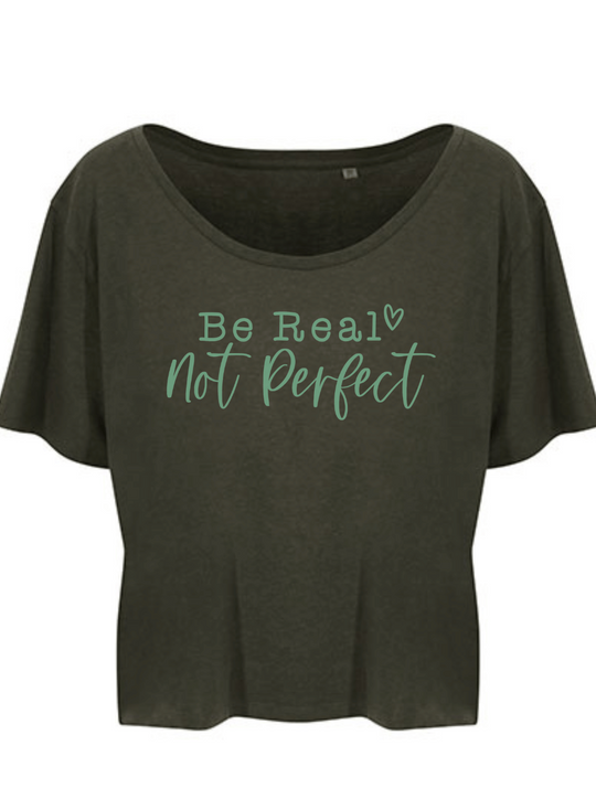 Be real-not perfect Damen cropped T-Shirt fern green