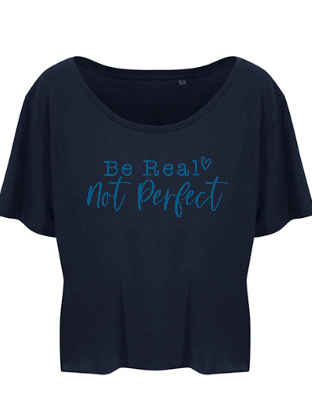 Be real-not perfect Damen cropped T-Shirt navy