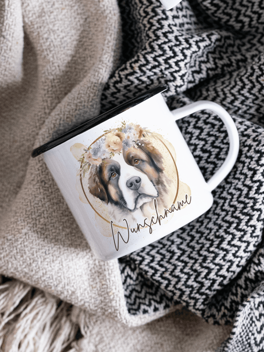 BERNHARDINER Emaillebecher - Alles auf Anfang - personalisierte Geschenke für Frauen