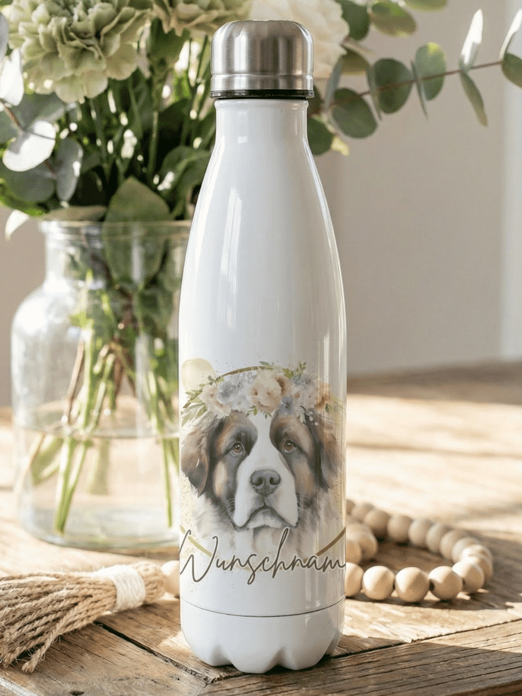 personalisierte Trinkflasche Bernhardiner - achtsame Geschenke für Frauen bei Alles auf Anfang in Bedburg, NRW