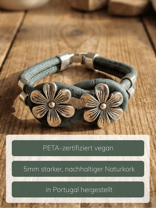 Informationen zu Korkarmband Blume - achtsame Geschenke für Frauen bei Alles auf Anfang in Bedburg, NRW