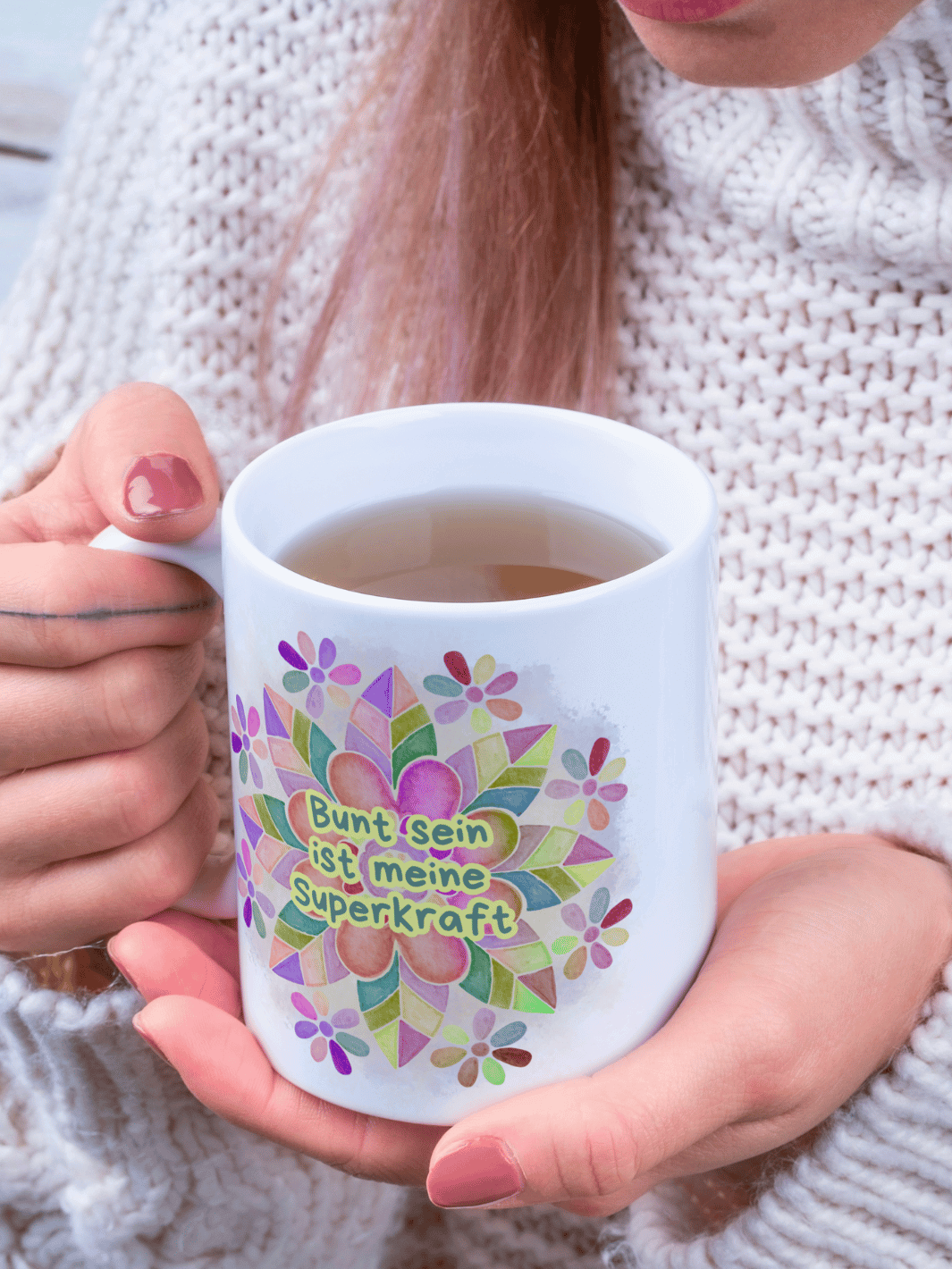 BUNT IST MEINE SUPERKRAFT Tasse - Alles auf Anfang - personalisierte Geschenke für Frauen