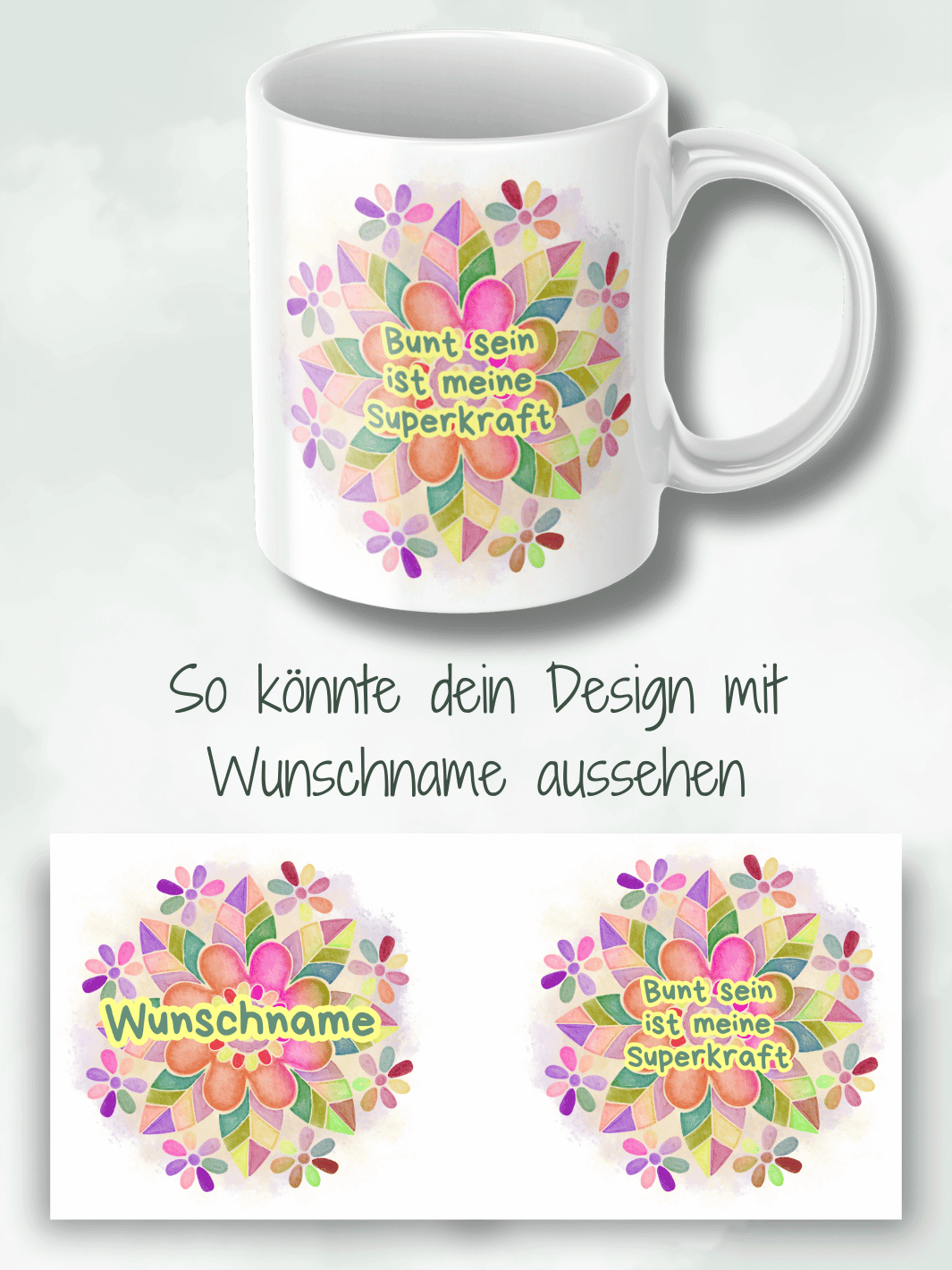 BUNT IST MEINE SUPERKRAFT Tasse - Alles auf Anfang - personalisierte Geschenke für Frauen