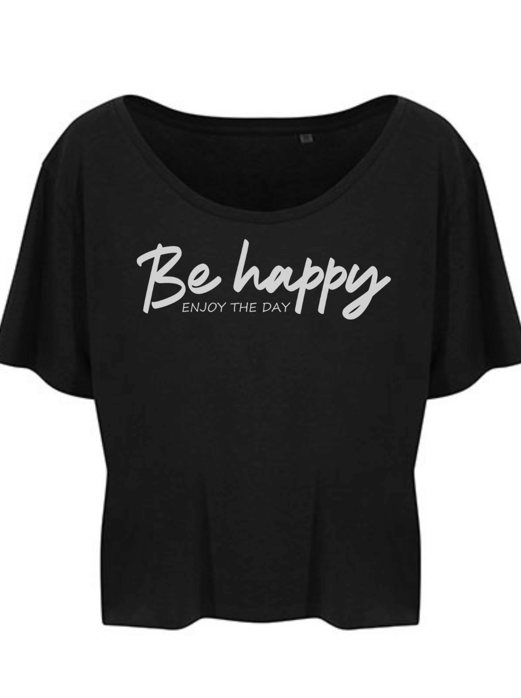 BE HAPPY Damen Crop Top schwarz