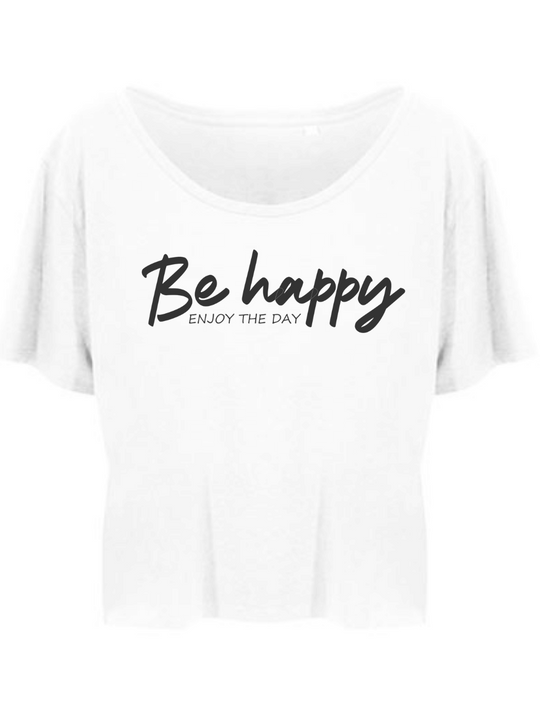 BE HAPPY Damen Crop Top weiß