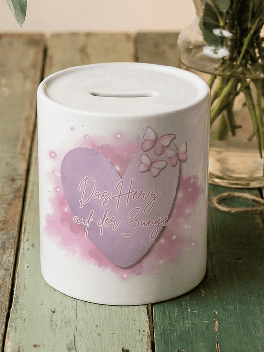 DAS HERZ AUF DER ZUNGE Spardose - Alles auf Anfang - personalisierte Geschenke für Frauen
