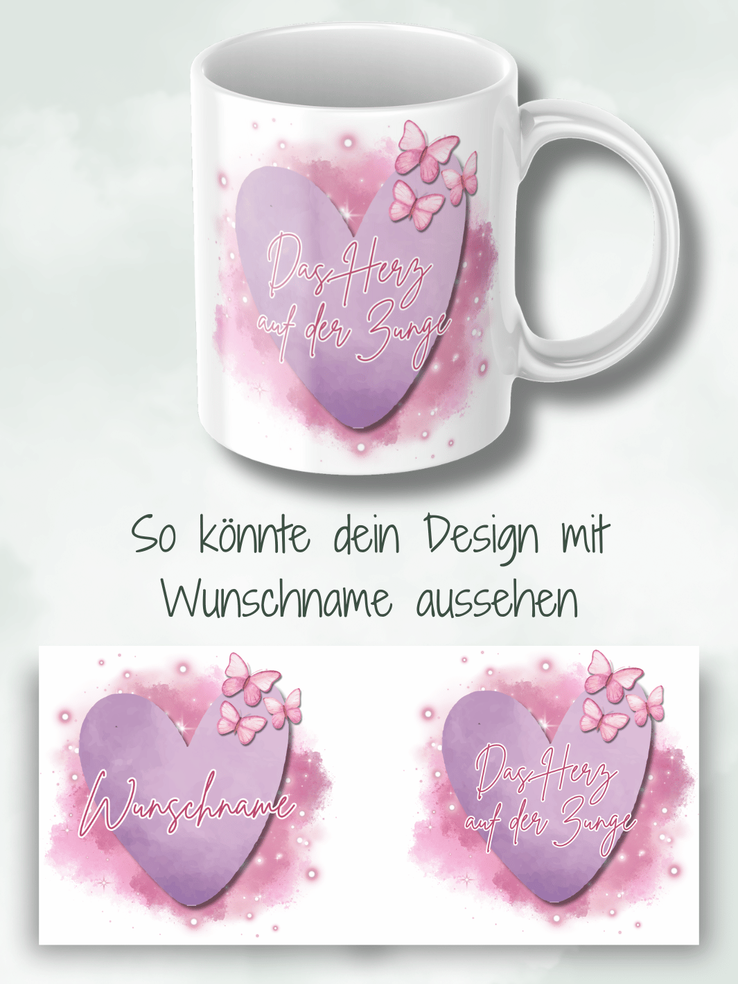 DAS HERZ AUF DER ZUNGE Tasse - Alles auf Anfang - personalisierte Geschenke für Frauen