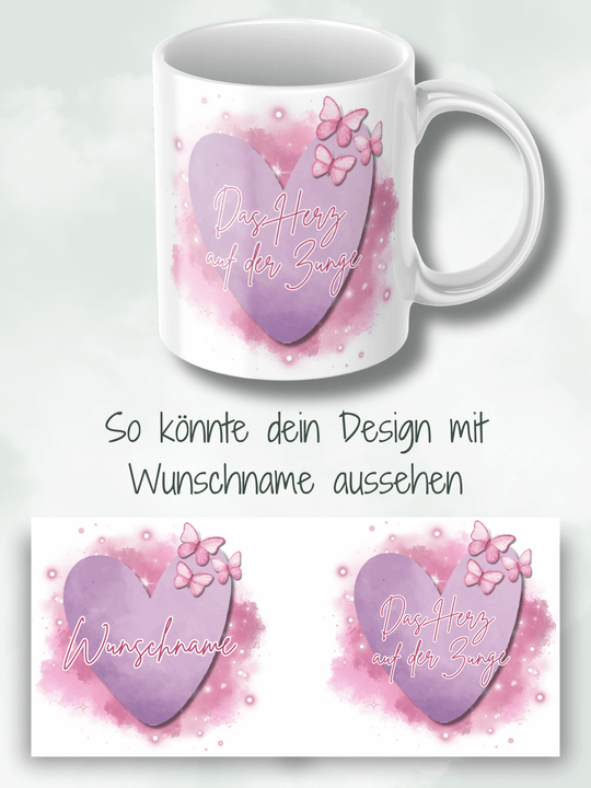 DAS HERZ AUF DER ZUNGE Tasse - Alles auf Anfang - personalisierte Geschenke für Frauen