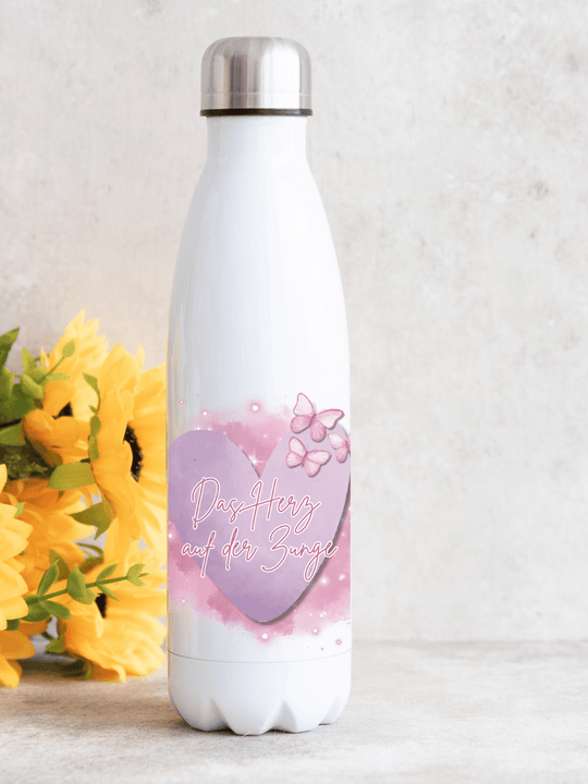 DAS HERZ AUF DER ZUNGE Trinkflasche - Alles auf Anfang - personalisierte Geschenke für Frauen