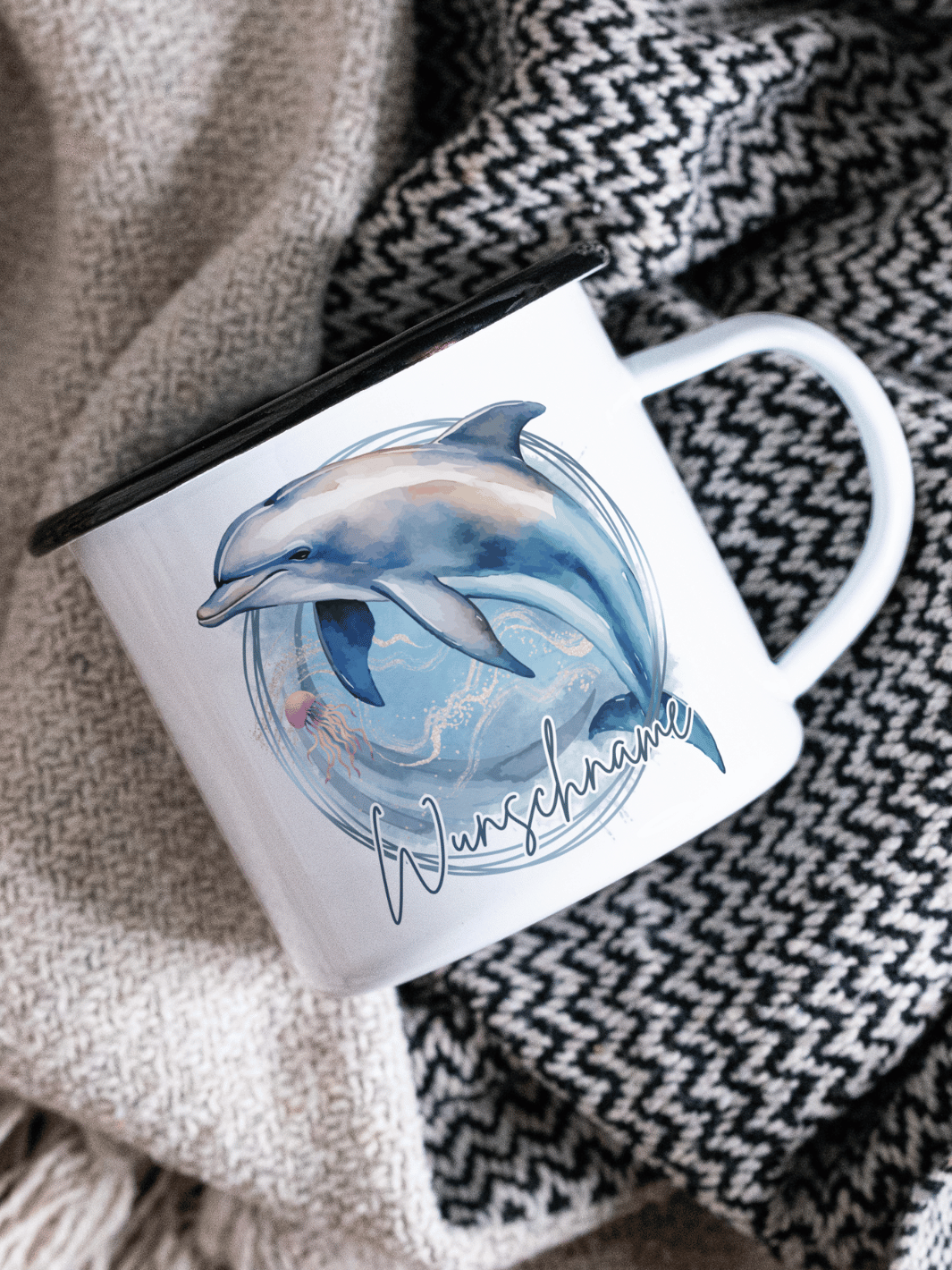 DELFIN Emaillebecher - Alles auf Anfang - personalisierte Geschenke für Frauen