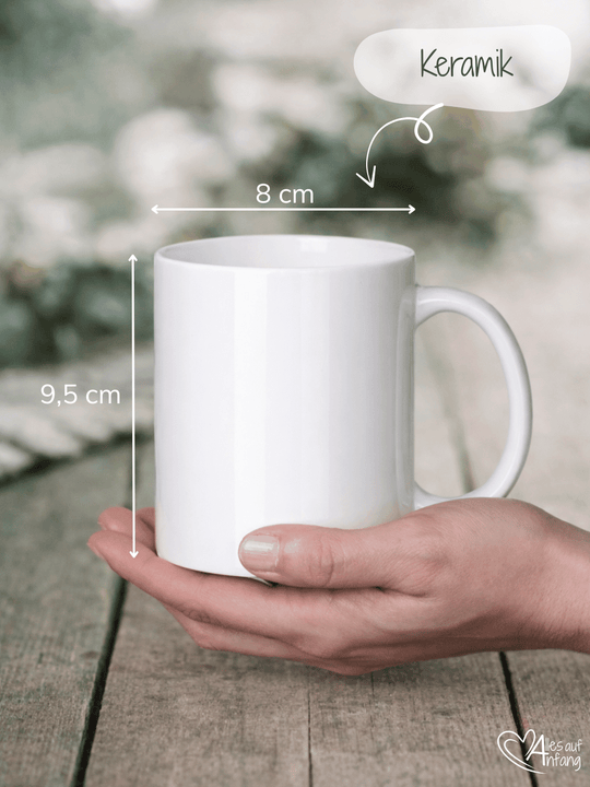 Grafische Darstellung der Tassenmaße mit Angaben zu Höhe und Durchmesser – Achtsame Geschenke für Frauen bei Alles auf Anfang in Bedburg, NRW