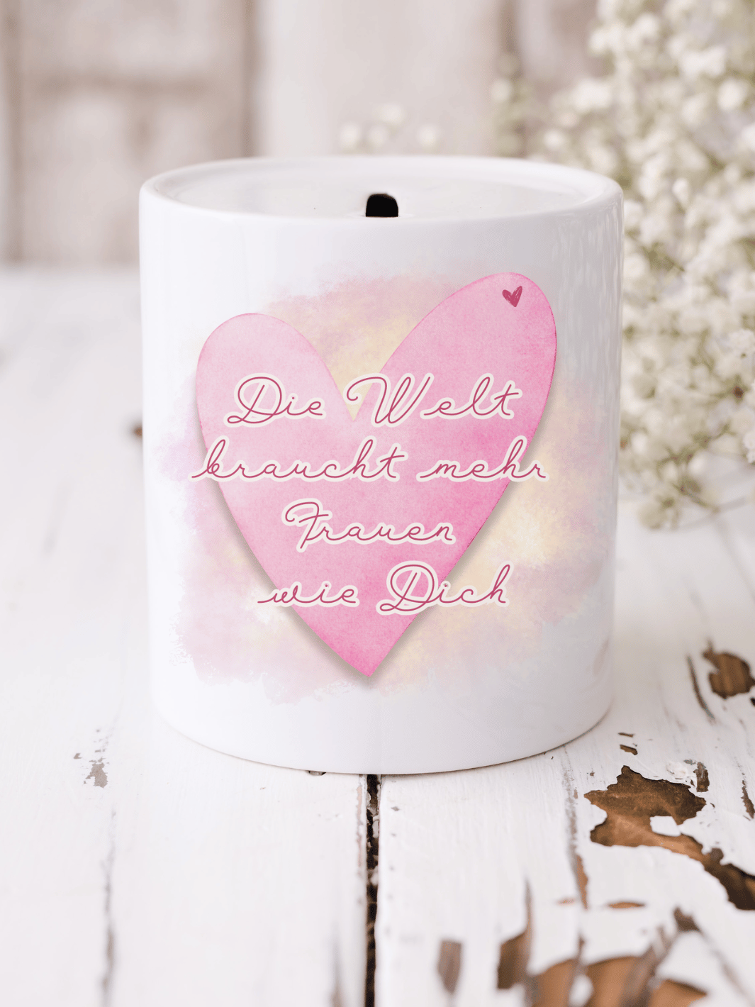 DIE WELT BRAUCHT MEHR FRAUEN WIE DICH Spardose - Alles auf Anfang - personalisierte Geschenke für Frauen