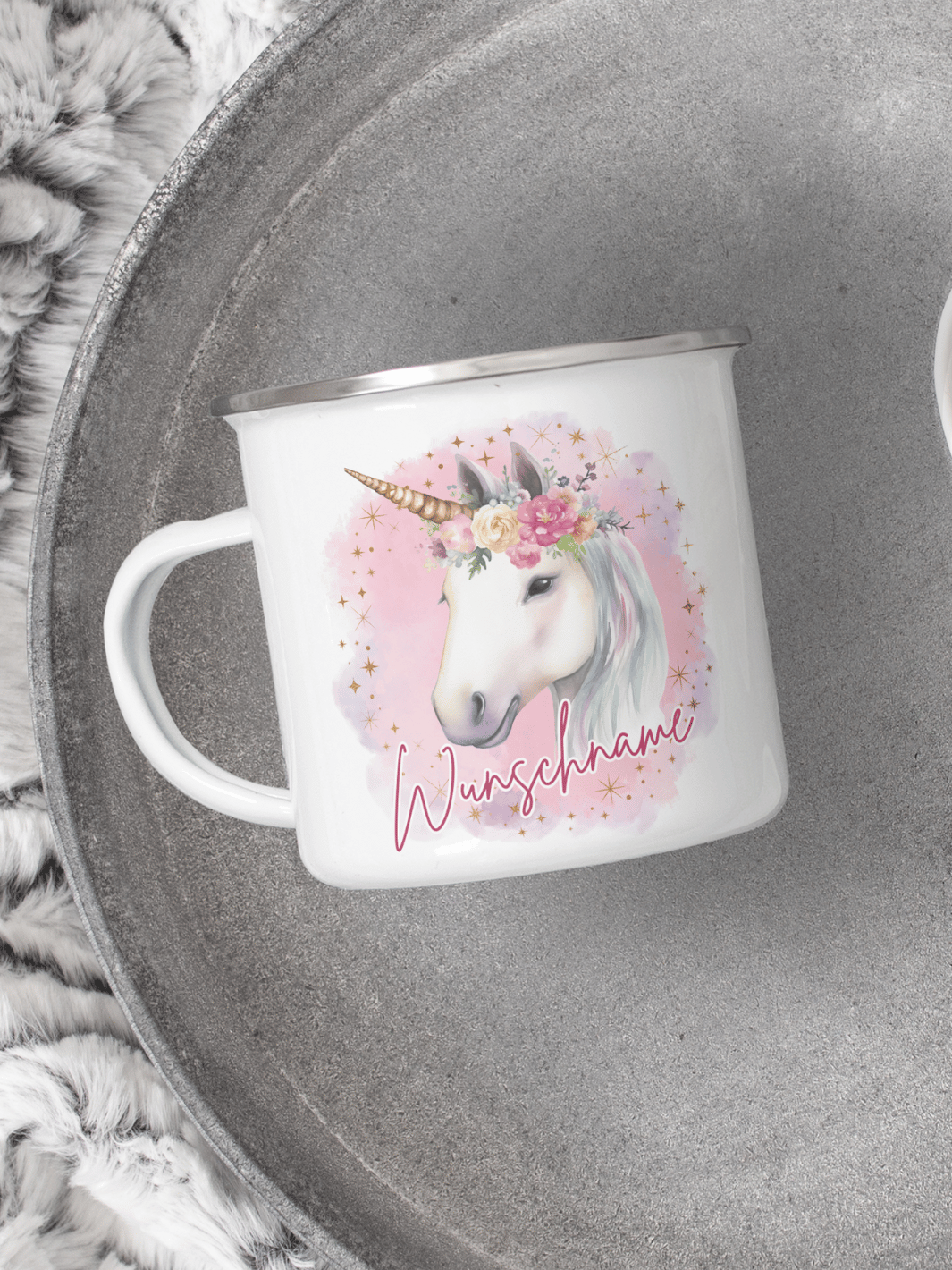 EINHORN Emaillebecher - Alles auf Anfang - personalisierte Geschenke für Frauen