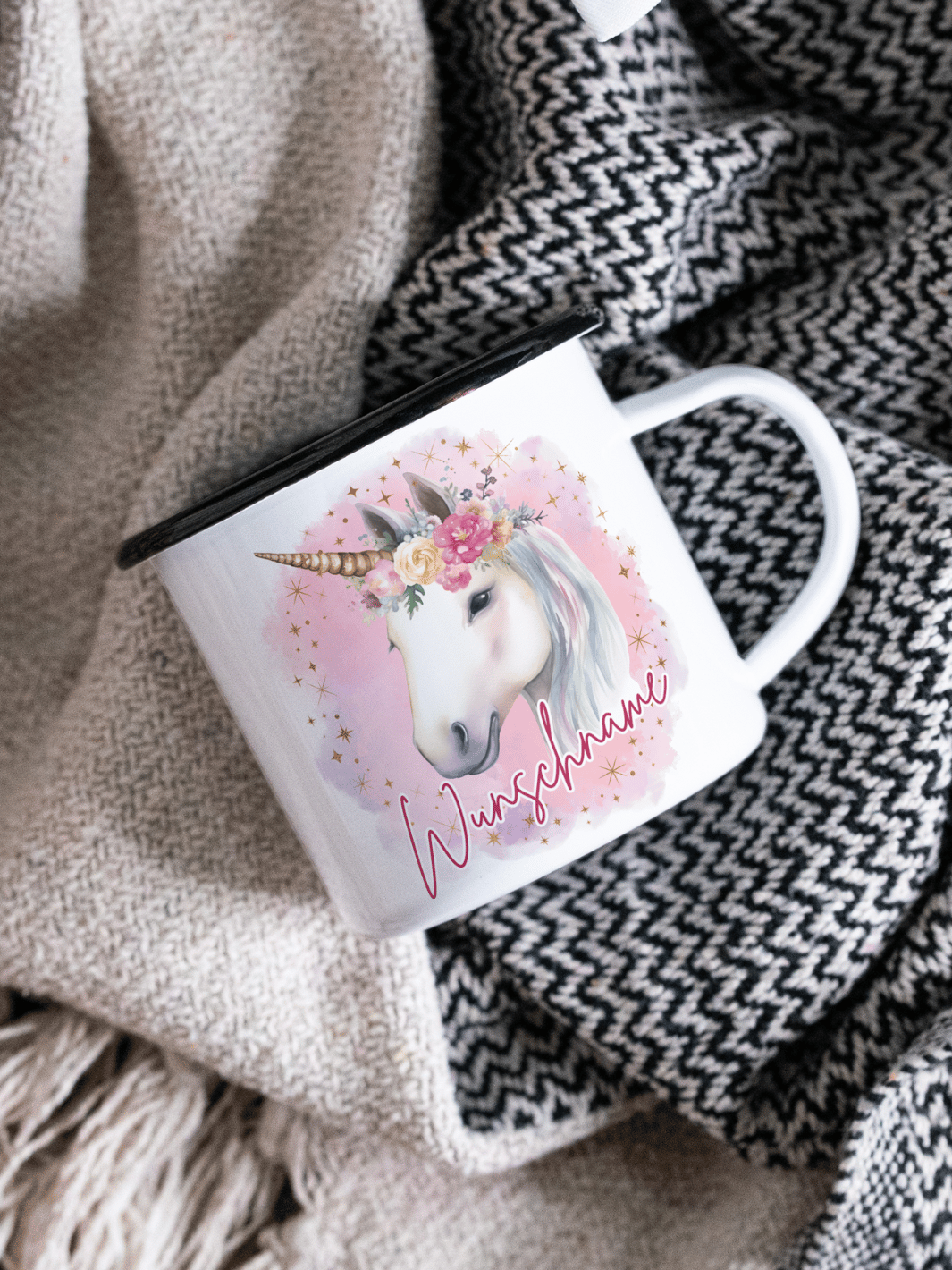 EINHORN Emaillebecher - Alles auf Anfang - personalisierte Geschenke für Frauen