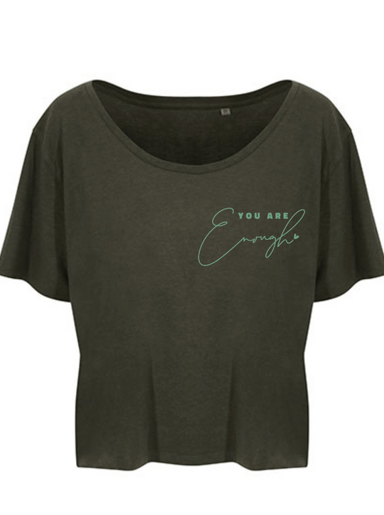 You are enough Damen T-Shirt cropped ferngreen