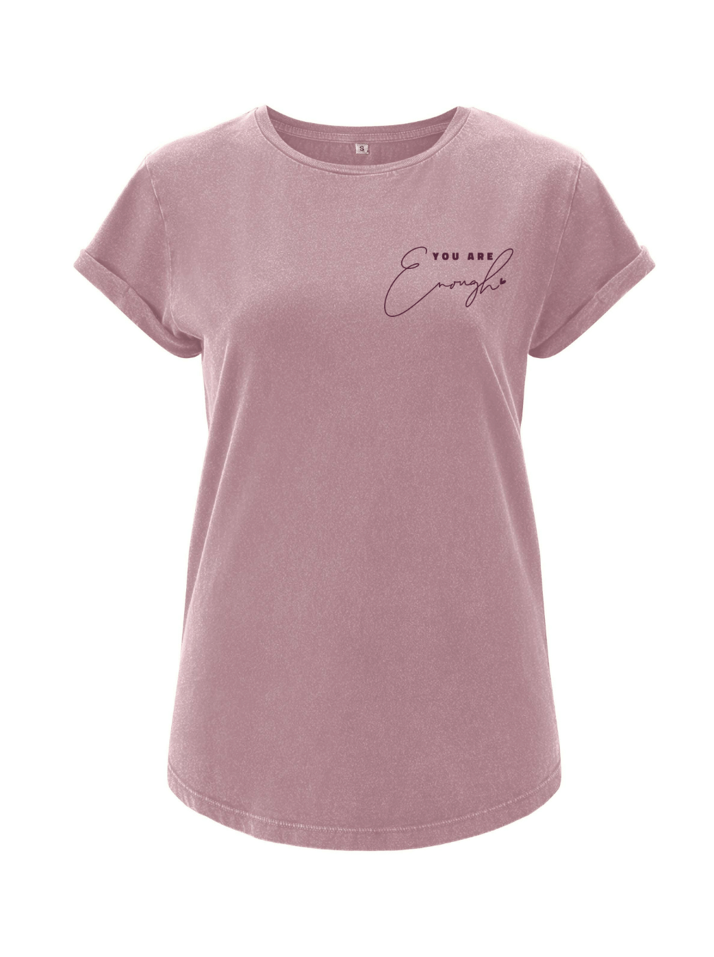 Your are enough Damen T-Shirt rolled arms purple rose