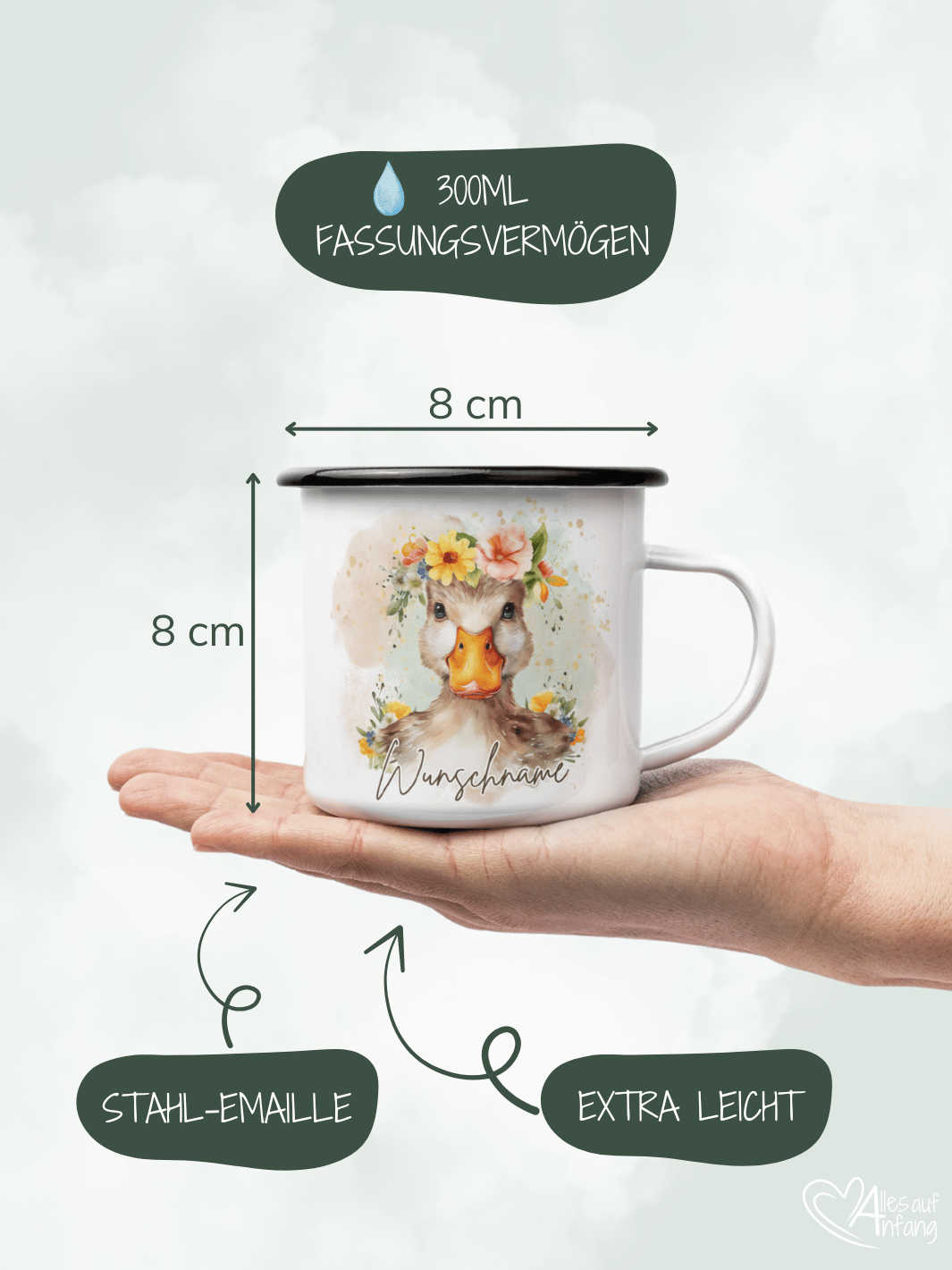 ENTE Emaillebecher - Alles auf Anfang - personalisierte Geschenke für Frauen