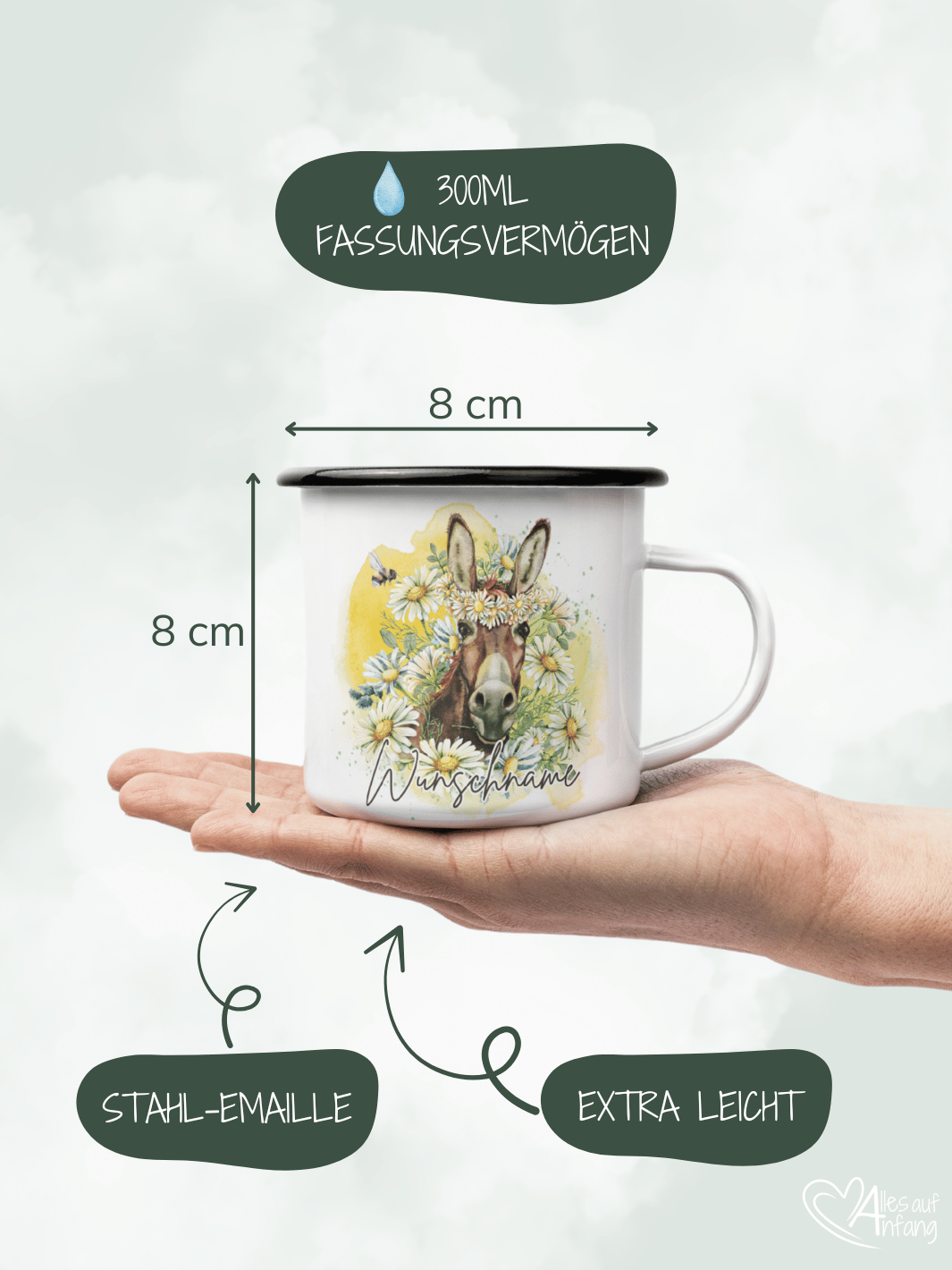 ESEL Emaillebecher - Alles auf Anfang - personalisierte Geschenke für Frauen
