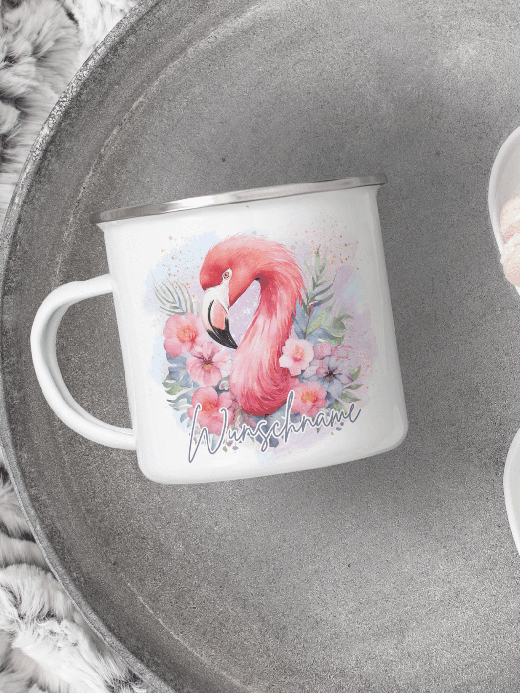 FLAMINGO Emaillebecher - Alles auf Anfang - personalisierte Geschenke für Frauen