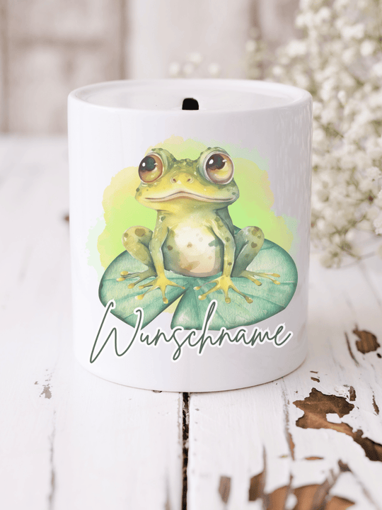 Keramikspardose Frosch personalisierbar - Achtsame Geschenke für Frauen bei Alles auf Anfang, Bedburg NRW