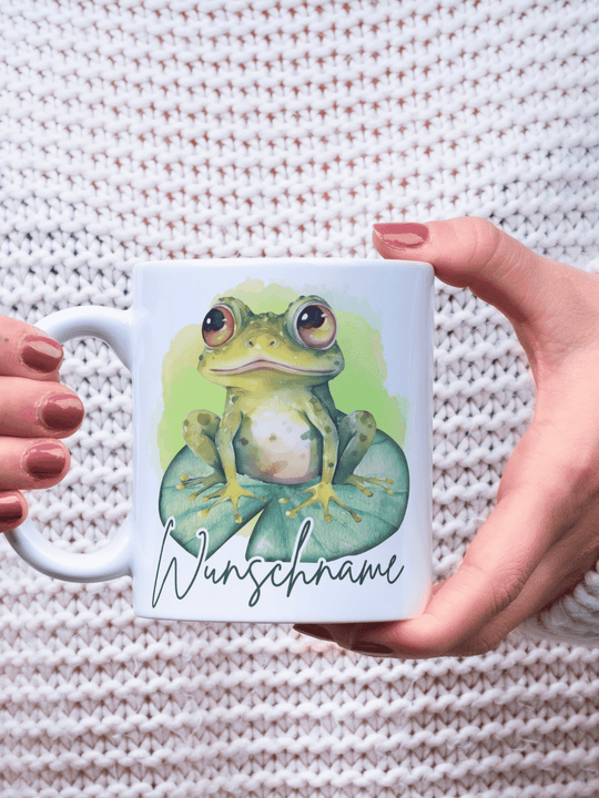 Keramiktasse Frosch personalisiert - achtsame Geschenke für Frauen bei Alles auf Anfang, Bedburg NRW