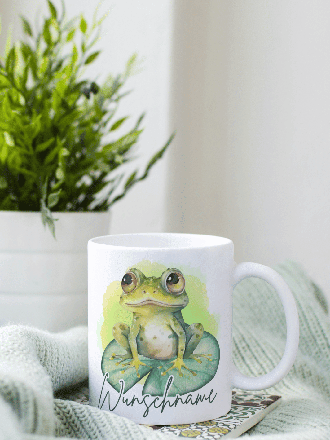 Keramiktasse Frosch personalisiert - achtsame Geschenke für Frauen bei Alles auf Anfang, Bedburg NRW