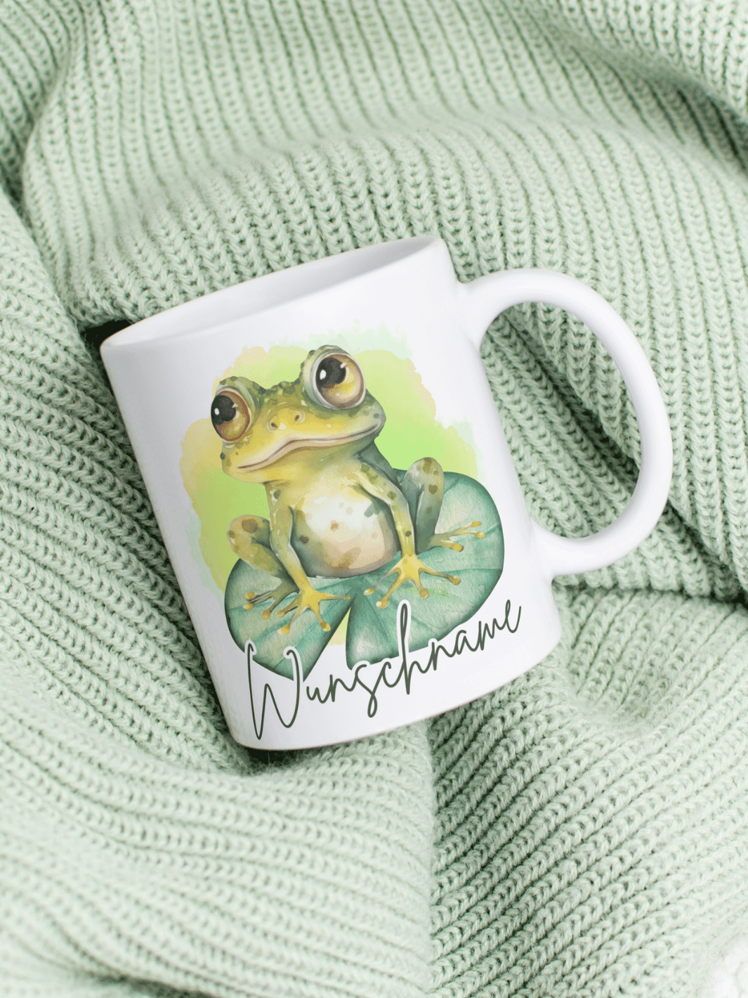 Keramiktasse Frosch personalisiert - achtsame Geschenke für Frauen bei Alles auf Anfang, Bedburg NRW