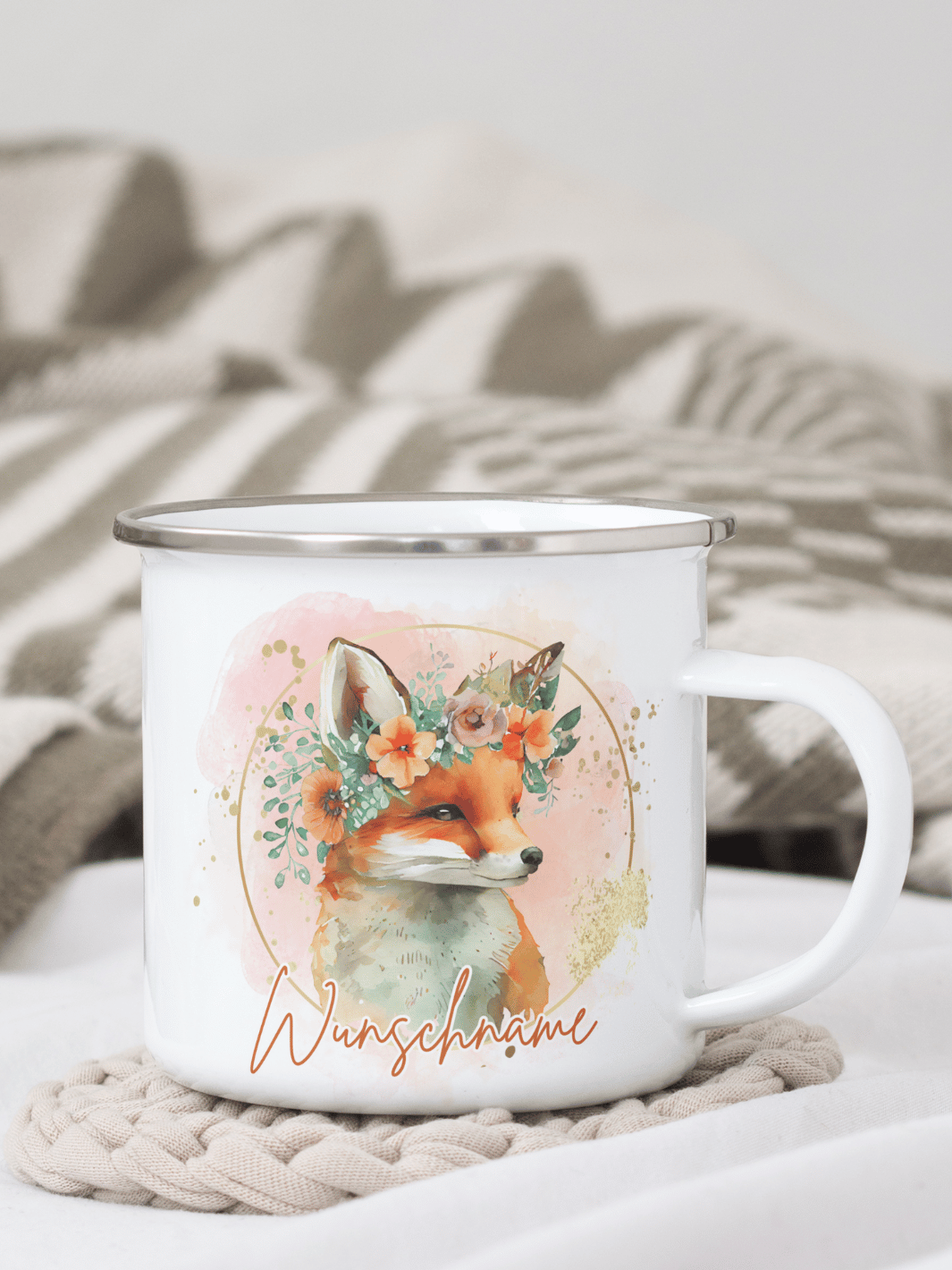 FUCHS Emaillebecher - Alles auf Anfang - personalisierte Geschenke für Frauen