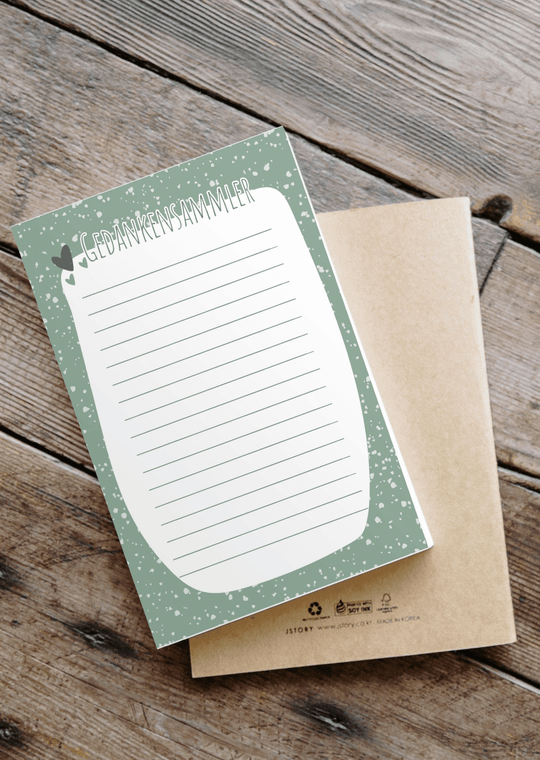 Gedankensammler - Notizblock DIN A5 aus recycelten Papier. Achtsame Geschenke für Frauen - Alles auf Anfang aus Bedburg NRW