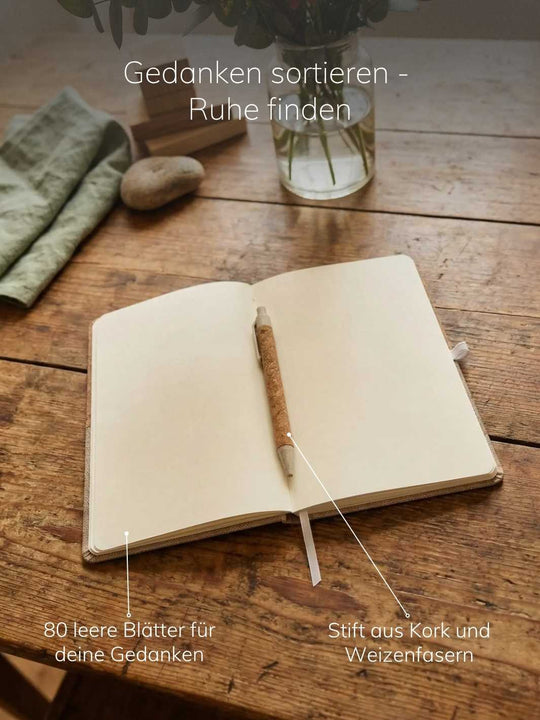 Notizbuch aus Kork. Achtsame Geschenke für Frauen bei Alles auf Anfang