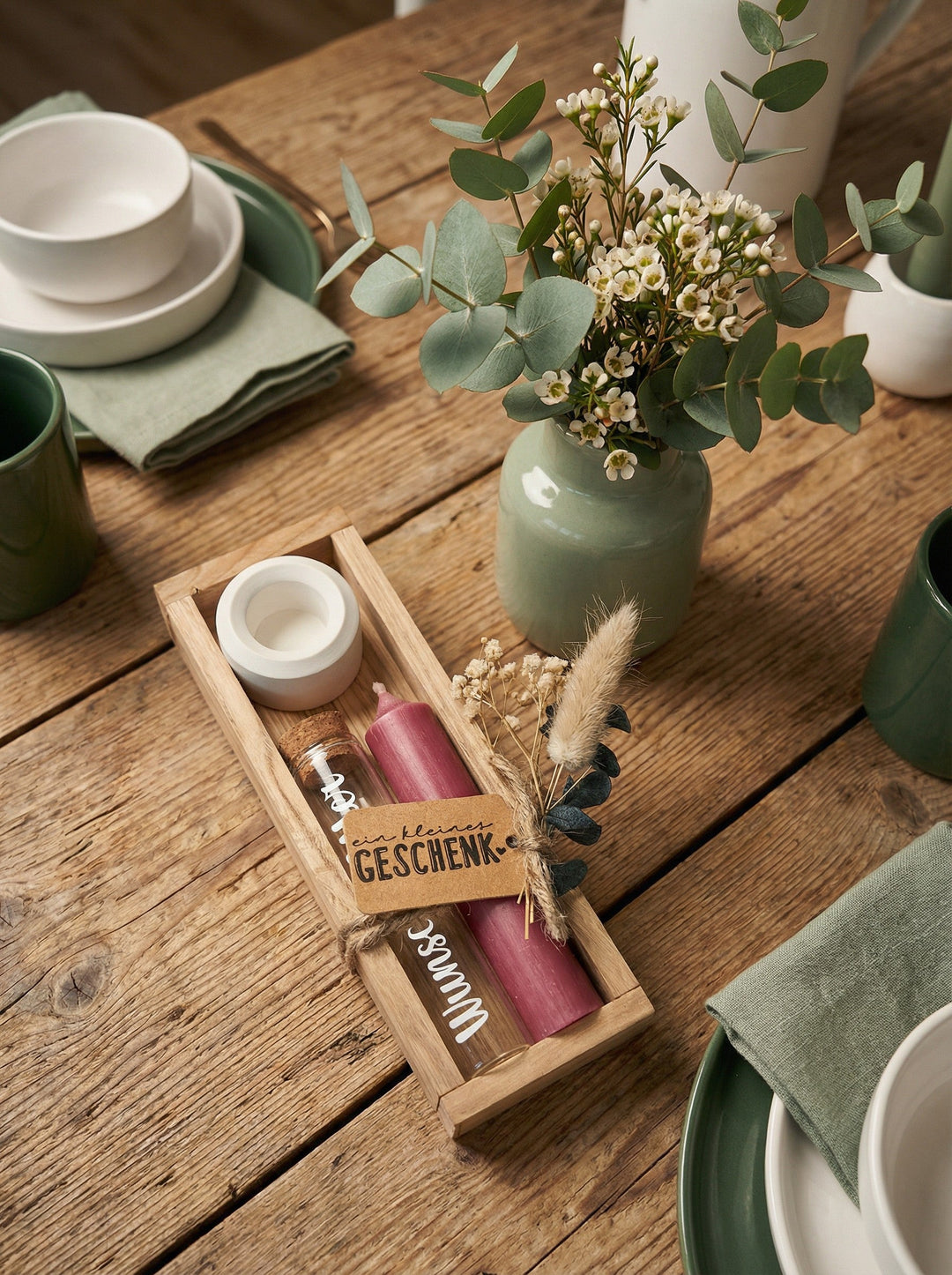 Geld - Geschenkset: 1 Kerze mit Wunscherfüller | Altrosa - Alles auf Anfang - personalisierte Geschenke für Frauen