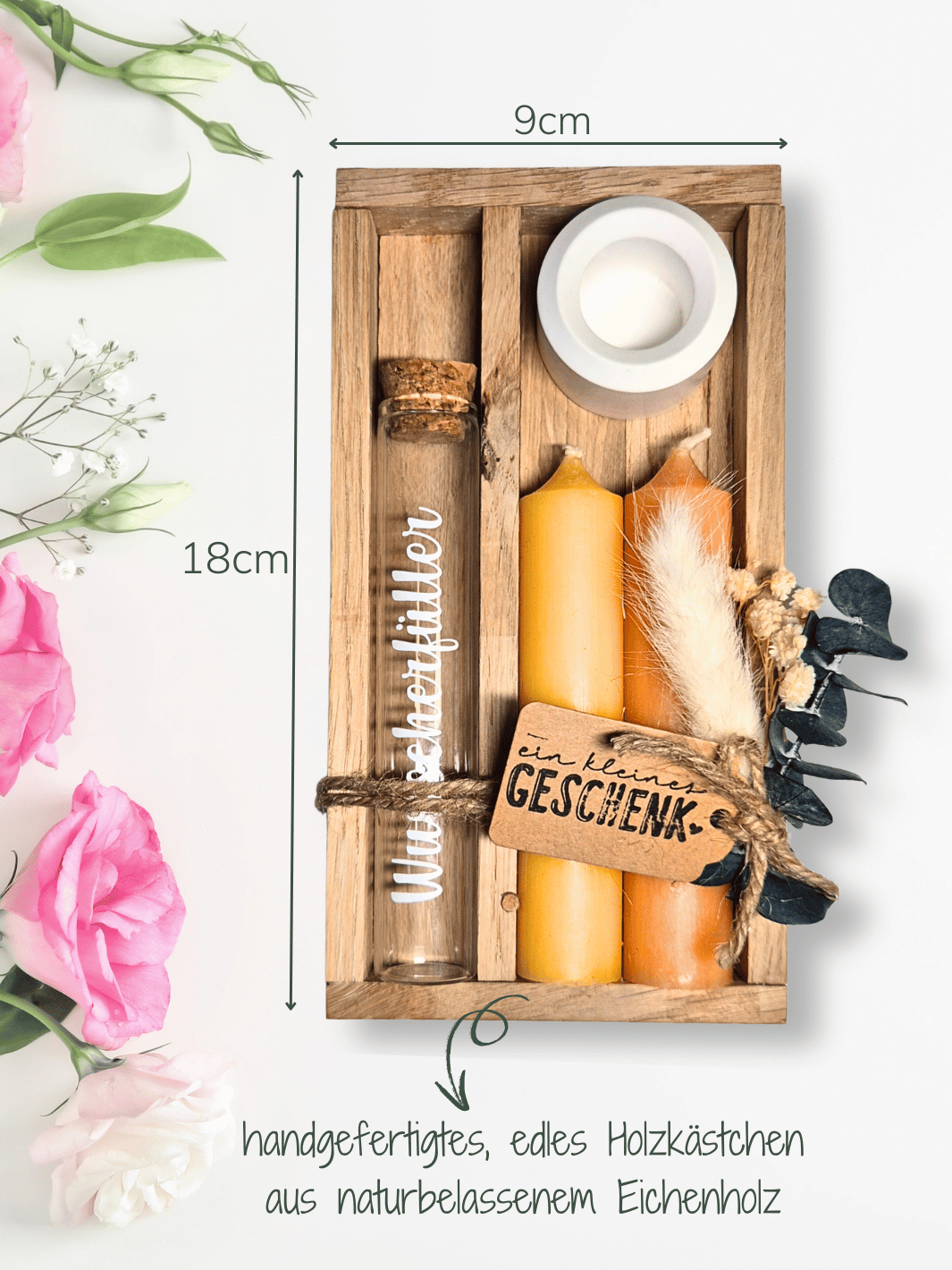 Geld - Geschenkset: 2 Kerzen mit Wunscherfüller | Gelb - Töne - Alles auf Anfang - personalisierte Geschenke für Frauen