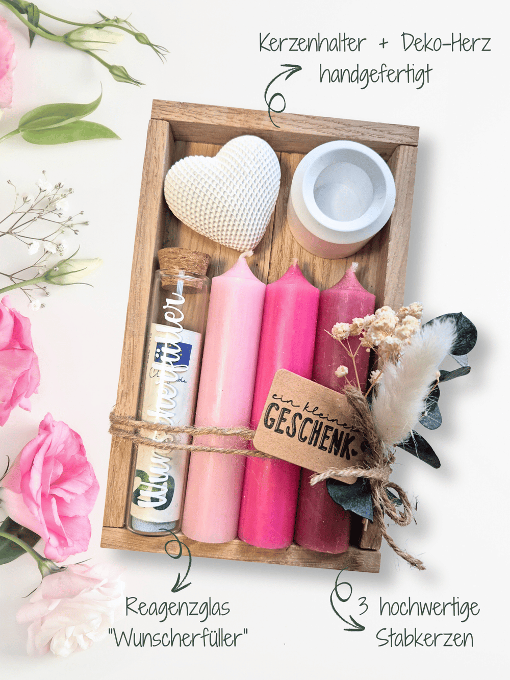 Geld - Geschenkset: 3 Kerzen mit Wunscherfüller - Alles auf Anfang - personalisierte Geschenke für Frauen